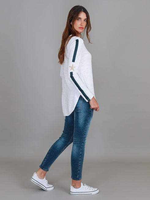 Junee Banded Star Long Sleeve Tee