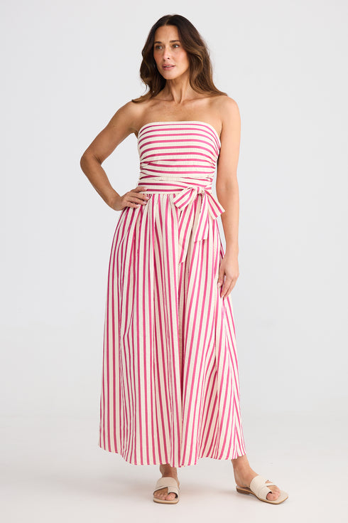 Avalon Dress Hot Pink Stripe