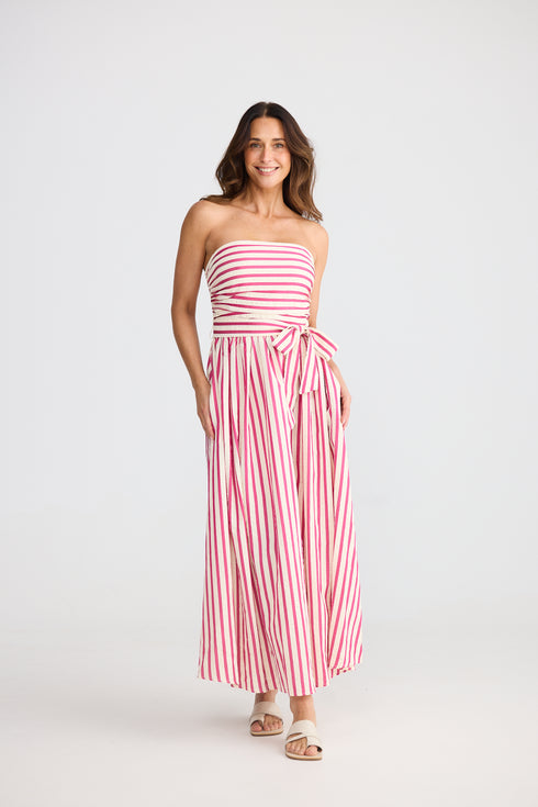 Avalon Dress Hot Pink Stripe