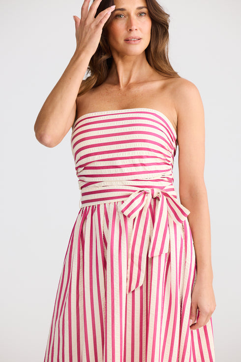 Avalon Dress Hot Pink Stripe