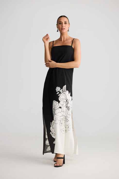 Angelique Maxi Dress Noir Bloom