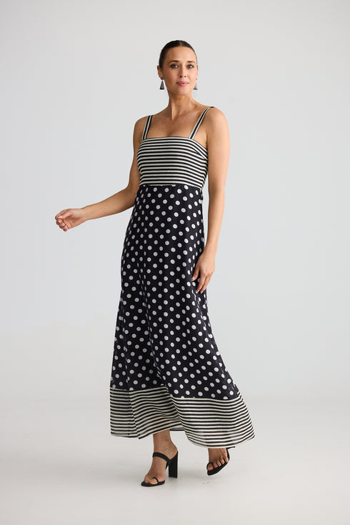 Grace Dress Spot Stripe