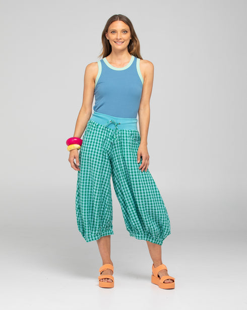 Guru Pant Green Seersucker