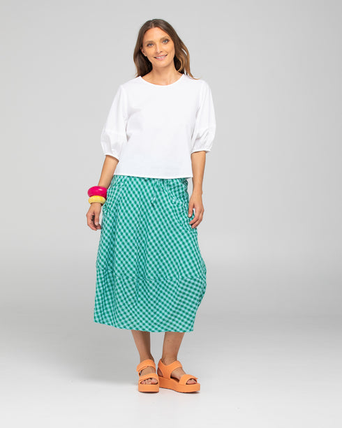 Guru Skirt Green Seersucker