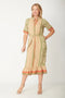 Border Print Midi Dress Sage