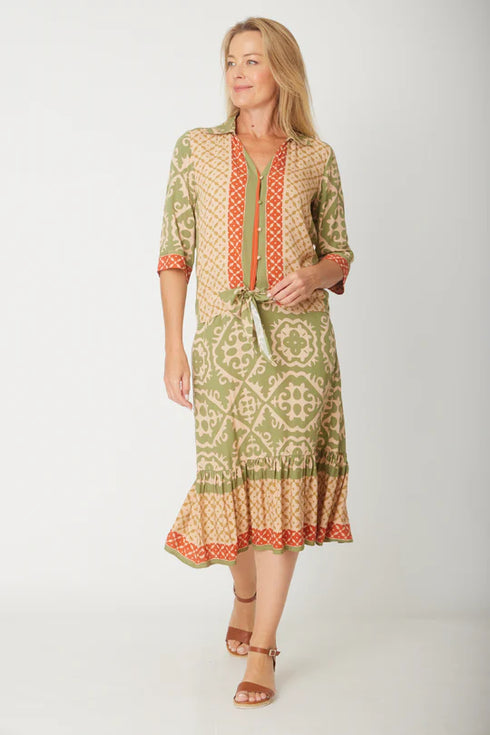 Border Print Skirt Sage