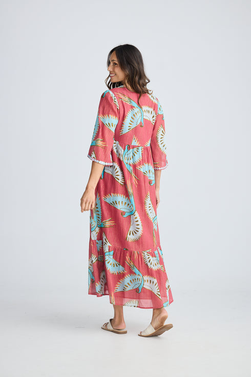 Lorrini Dress Red Macaw Print