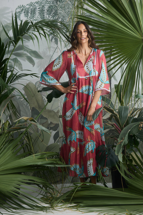 Lorrini Dress Red Macaw Print