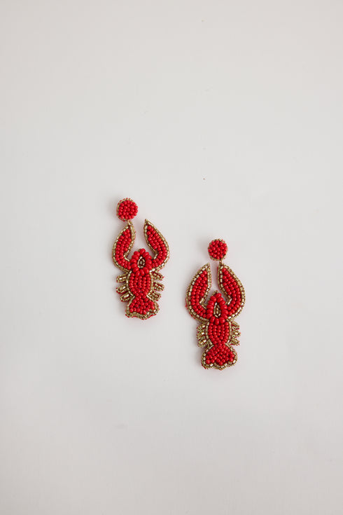Lobster Earrings Red