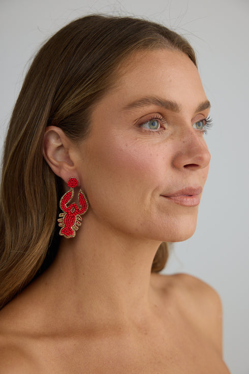Lobster Earrings Red