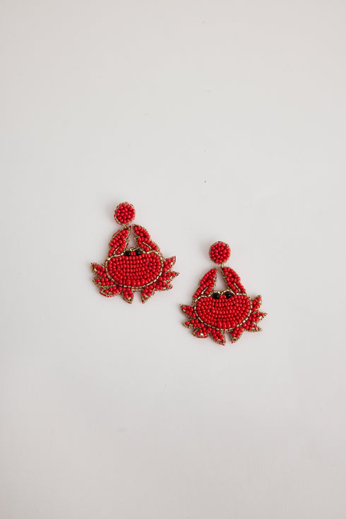 Crab Earrings Red
