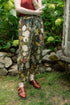 Boho Linen Cropped Artist Pants Ankle Length I Dream in Flowers with Bees