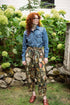 Boho Linen Cropped Artist Pants Ankle Length I Dream in Flowers with Bees