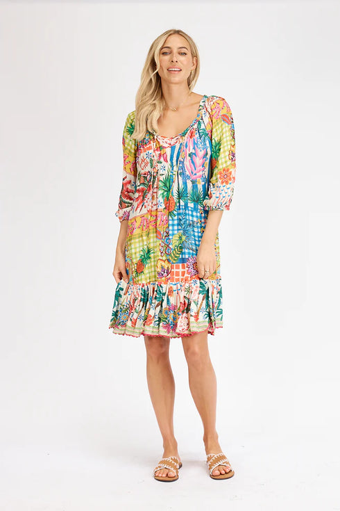 Tropical Shirred Dress Print