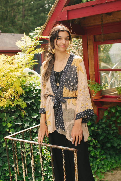 Bohemian Kimono Cardigan with Belt Milk & Honey