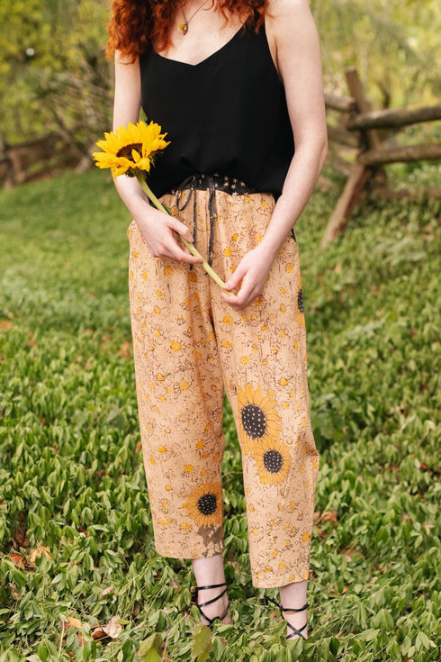 Boho Linen Cropped Artist Pants Ankle Length Milk & Honey
