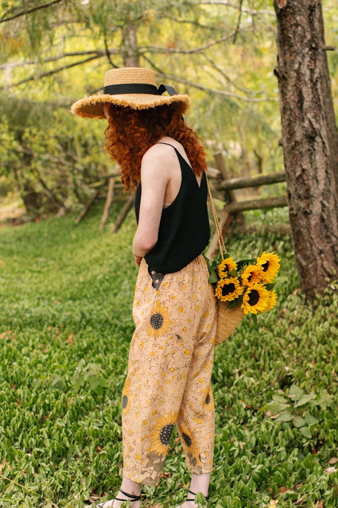 Boho Linen Cropped Artist Pants Ankle Length Milk & Honey