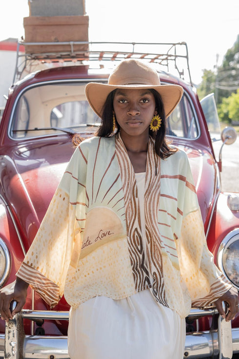 Cropped Bamboo Kimono Cardigan Radiate Love