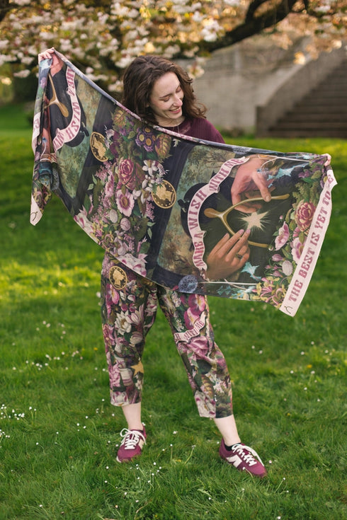 Scarf Make A Wish Floral Bamboo Scarf with Good Luck Charms