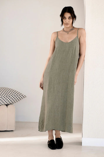 Fundamental Linen Midi Slip Dress