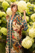 Duster Kimono Robe Long Stay Gold Floral with Rabbit and Bees