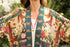 Cropped Bamboo Kimono Cardigan Stay Gold Floral with Rabbit & Bees