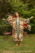 Duster Kimono Robe Long Stay Gold Floral with Rabbit and Bees