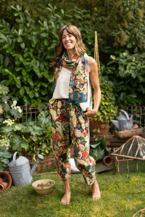 Scarf Stay Gold Floral Bamboo Scarf with Rabbit & Bees