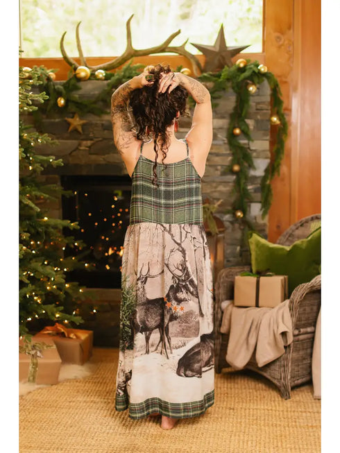 Boheme Bamboo Slip Dress Winter Wish Christmas Plaid LIMITED EDITION